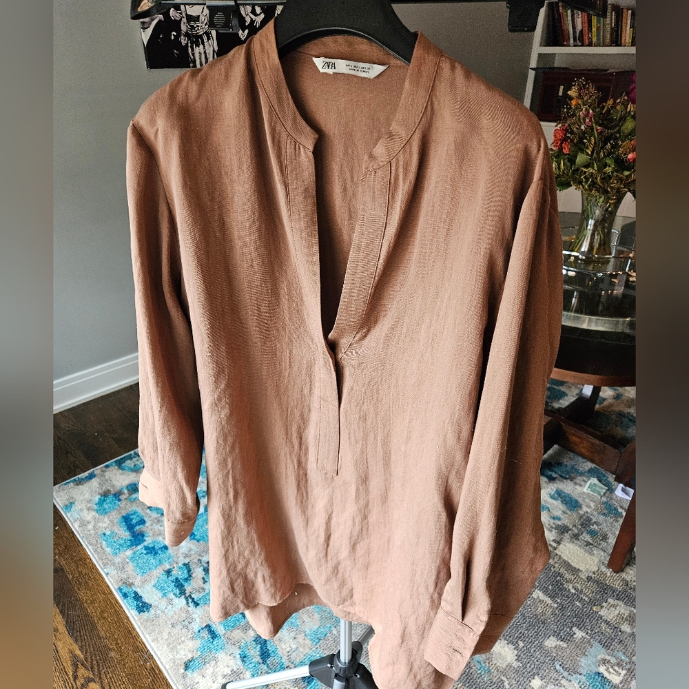 Zara linen cotton tunic top